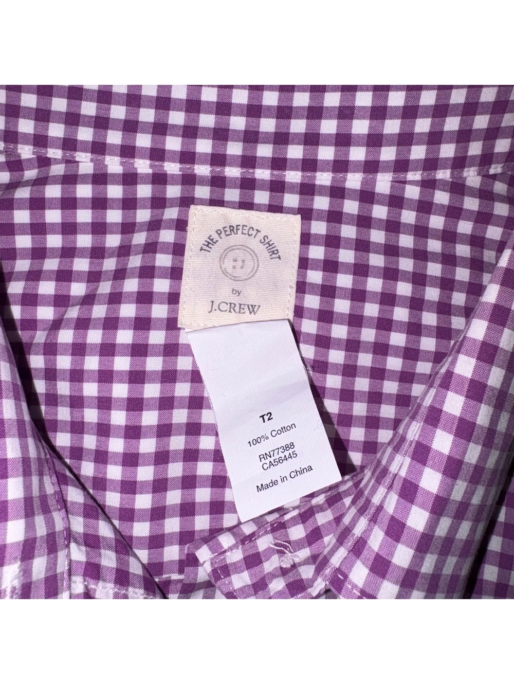 J.Crew The Perfect Shirt $79 Woman Size 2 Tall Purple Gingham Cotton ButtonDown - Picture 6 of 9
